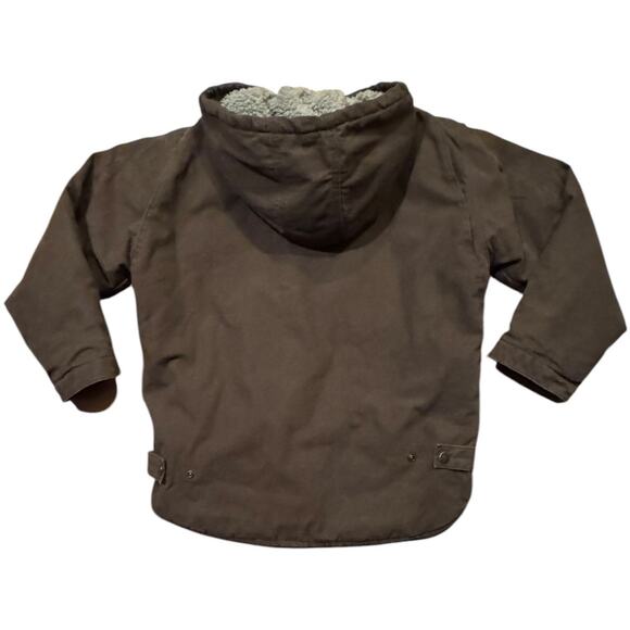 BLUE MOUNTAIN Sherpa lined jacket hooded in brown size medium - Picture 3 of 12